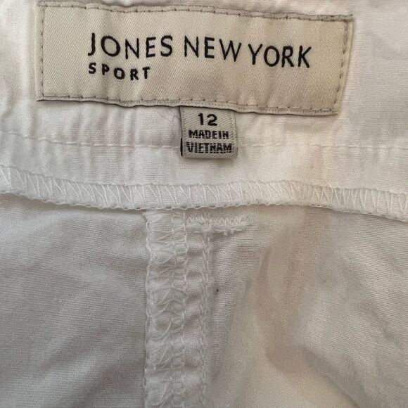 JONES NEW YORK White Casual Cargo Cotton Cropped Wide Leg Capri Pant 12 - Picture 8 of 8